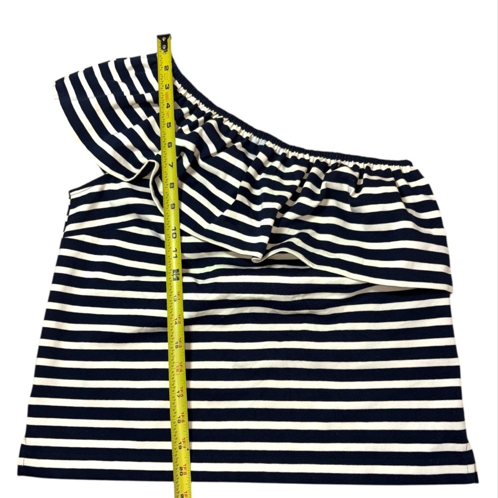 NWT (FLAWED) J. Crew One-Shoulder Ruffle Horizontal‎ Striped Top Size X-Small - Picture 5 of 11